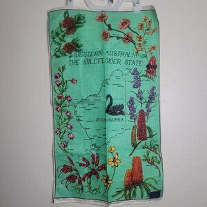 Linen Tea Dish Towel Western Australia Wild Flower State Made in Poland 18x32"